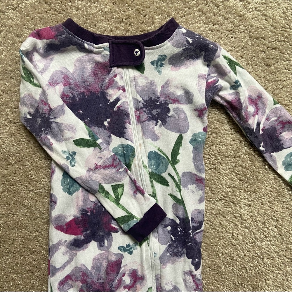 Burt’s Bees Purple Floral Footsie Pajamas